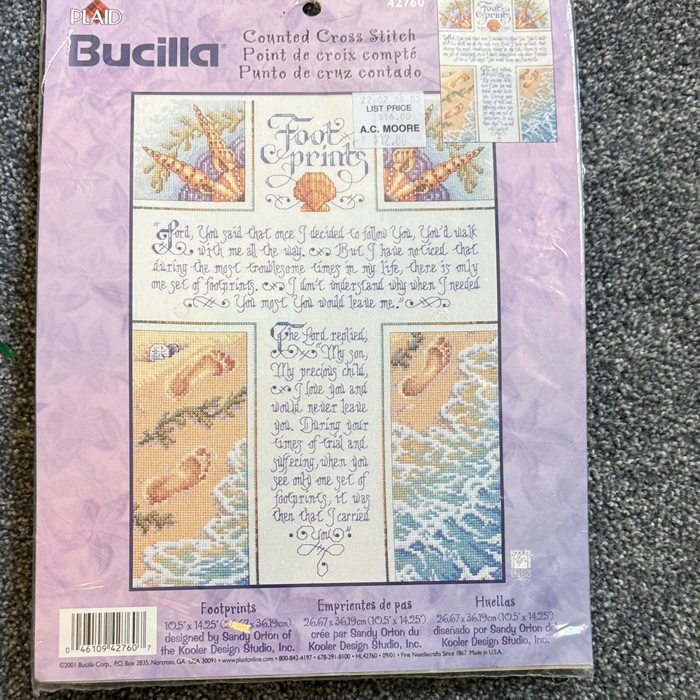 Bucilla Footprints Cross Stitch Kit with Ocean and Sand Colors